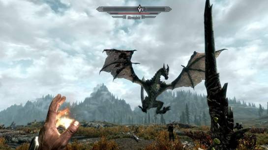 Dragons are one of the key elements of Skyrim, although hardly the best part of the game. Screenshot credit: http://www.gamefaqs.ne